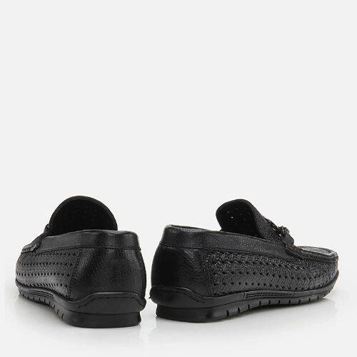 Men's Leather Black Loafer - 3