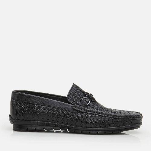 Men's Leather Black Loafer - 1