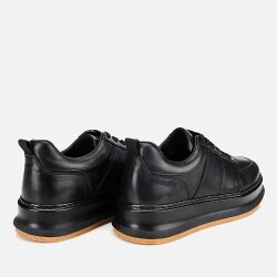 Men's Leather Black Soft Textured Casual Shoes - 4