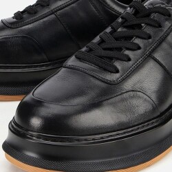Men's Leather Black Soft Textured Casual Shoes - 3