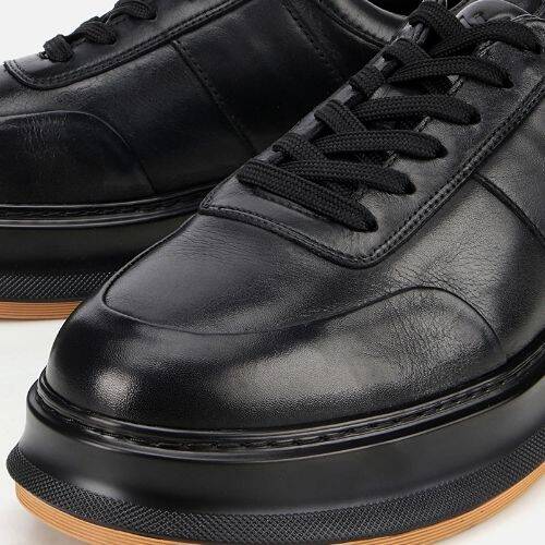 Men's Leather Black Soft Textured Casual Shoes - 3