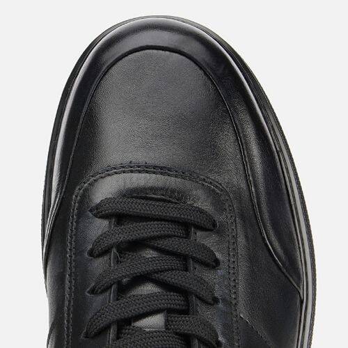 Men's Leather Black Soft Textured Casual Shoes - 5