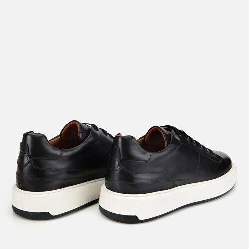 Men's Leather Black Soft Textured Casual Shoes - 4