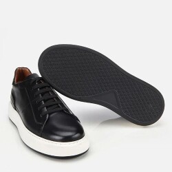 Men's Leather Black Soft Textured Casual Shoes - 6