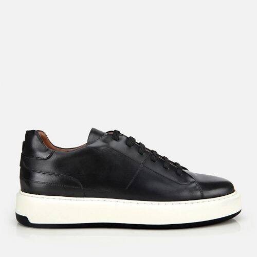 Men's Leather Black Soft Textured Casual Shoes - 1