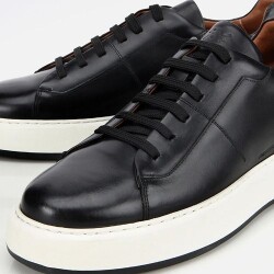 Men's Leather Black Soft Textured Casual Shoes - 3