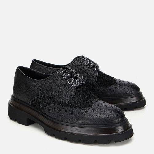 Men's Leather Black Speckled High-Platform Casual Shoes - 2