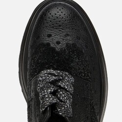 Men's Leather Black Speckled High-Platform Casual Shoes - 5