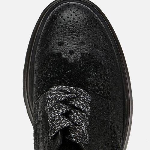 Men's Leather Black Speckled High-Platform Casual Shoes - 5