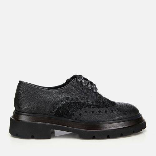 Men's Leather Black Speckled High-Platform Casual Shoes - 1