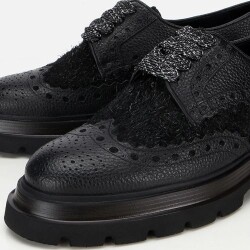 Men's Leather Black Speckled High-Platform Casual Shoes - 3