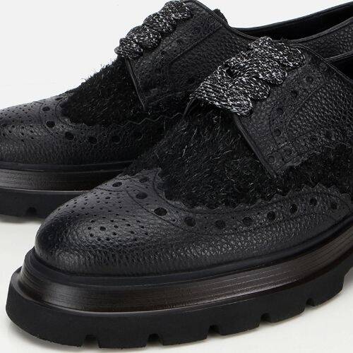 Men's Leather Black Speckled High-Platform Casual Shoes - 3