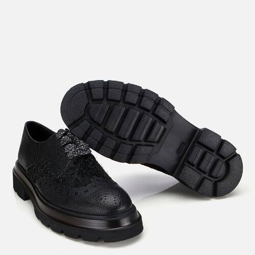 Men's Leather Black Speckled High-Platform Casual Shoes - 6