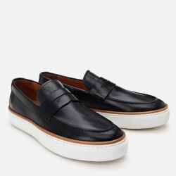 Men's Leather Black Ultra Lightweight Sole Stylish Everyday Loafer - 2