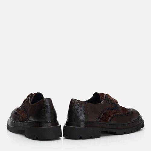 Men's Leather Brown Casual Shoes - 5
