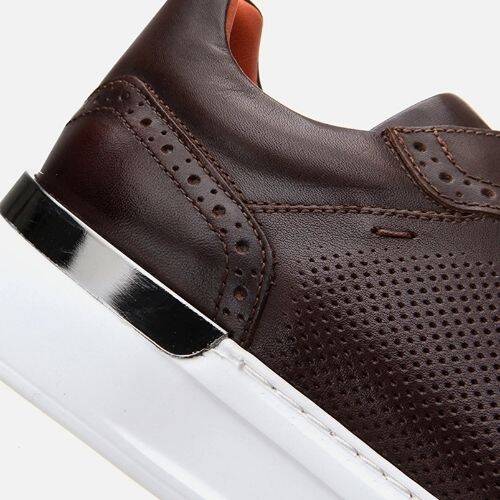 Men's Leather Brown Casual Shoes - 5