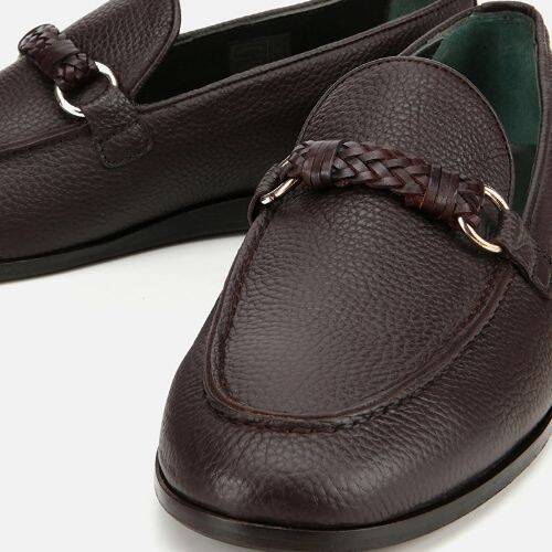 Men's Leather Brown Classic Loafer with Buckle Detail - 3