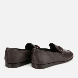 Men's Leather Brown Classic Loafer with Buckle Detail - 4