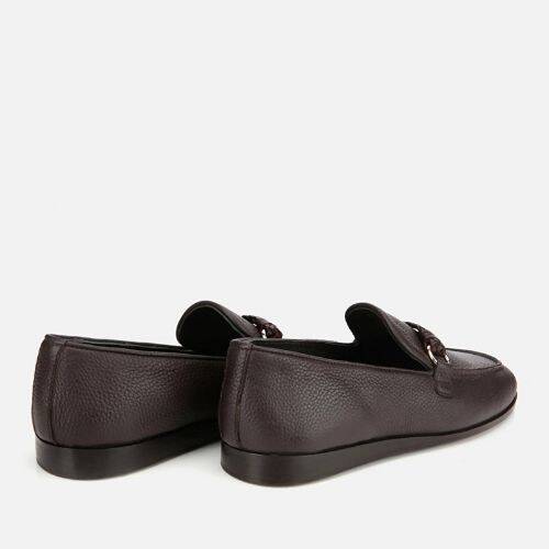 Men's Leather Brown Classic Loafer with Buckle Detail - 4