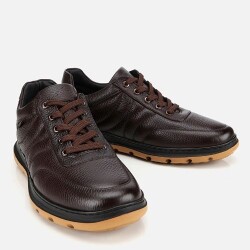 Men's Leather Brown Comfortable Casual Shoes - 2