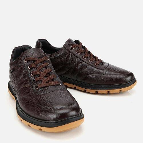 Men's Leather Brown Comfortable Casual Shoes - 2