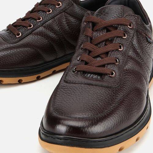 Men's Leather Brown Comfortable Casual Shoes - 3