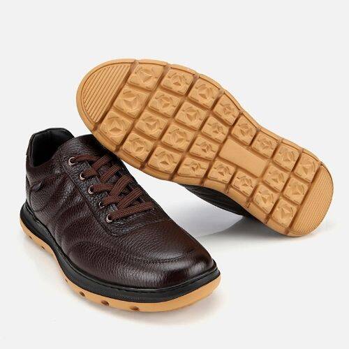 Men's Leather Brown Comfortable Casual Shoes - 6