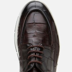 Men's Leather Brown Crocodile Pattern Casual Shoes - 5