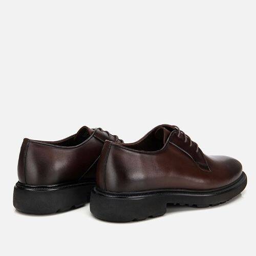 Men's Leather Brown Lace-up Casual Shoes - 4