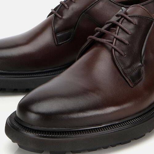 Men's Leather Brown Lace-up Casual Shoes - 3