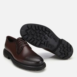 Men's Leather Brown Lace-up Casual Shoes - 6