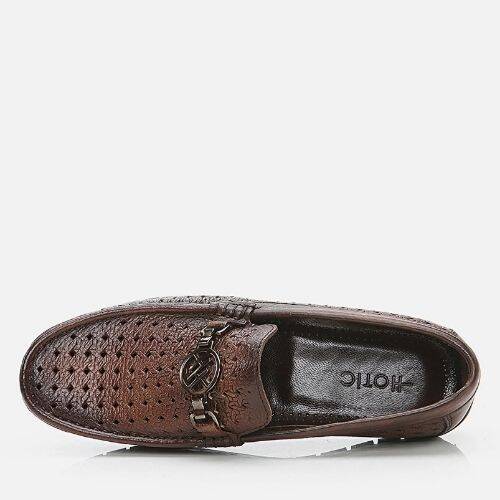 Men's Leather Brown Loafer - 4