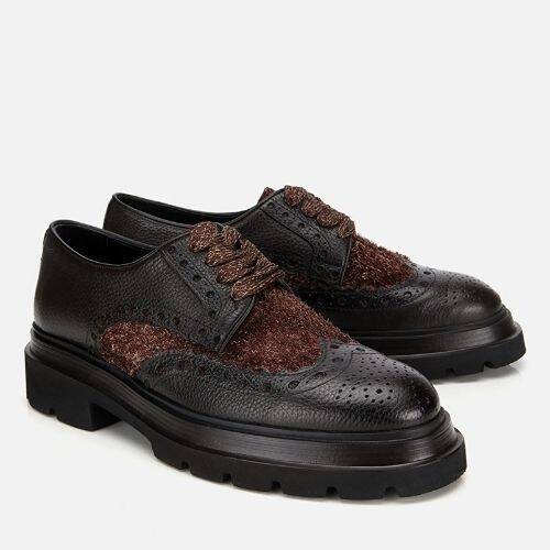 Men's Leather Brown Speckled High-Platform Casual Shoes - 2