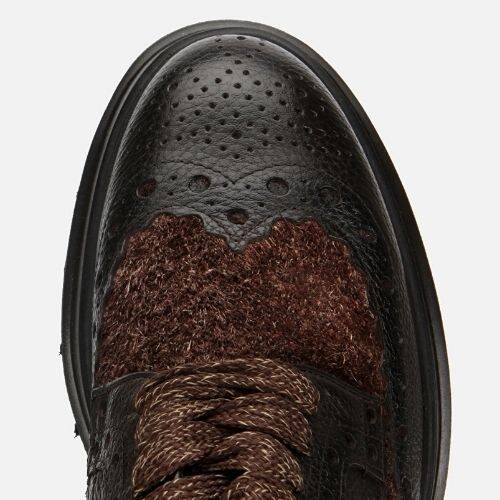 Men's Leather Brown Speckled High-Platform Casual Shoes - 5