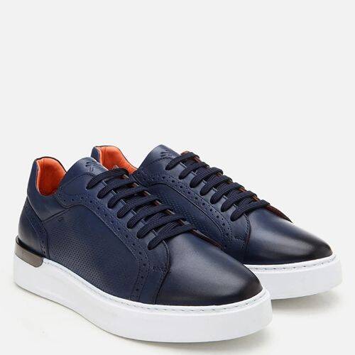 Men's Leather Navy Casual Shoes - 2