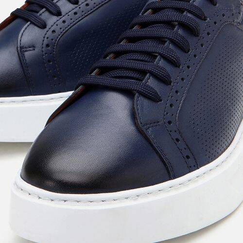 Men's Leather Navy Casual Shoes - 3