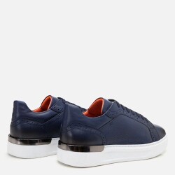 Men's Leather Navy Casual Shoes - 4