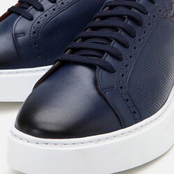 Men's Leather Navy Casual Shoes - 3