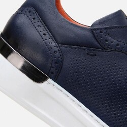 Men's Leather Navy Casual Shoes - 5