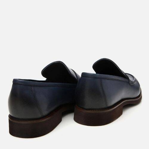 Men's Leather Navy Lightweight Sole Loafer - 5