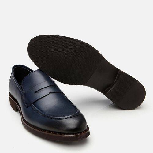 Men's Leather Navy Lightweight Sole Loafer - 6