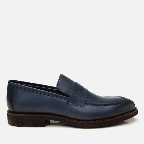 Men's Leather Navy Lightweight Sole Loafer - 1