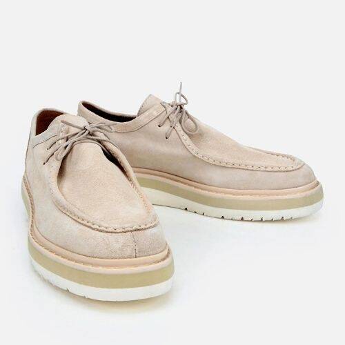 Men's Suede Leather Beige Lightweight Casual Shoes - 2