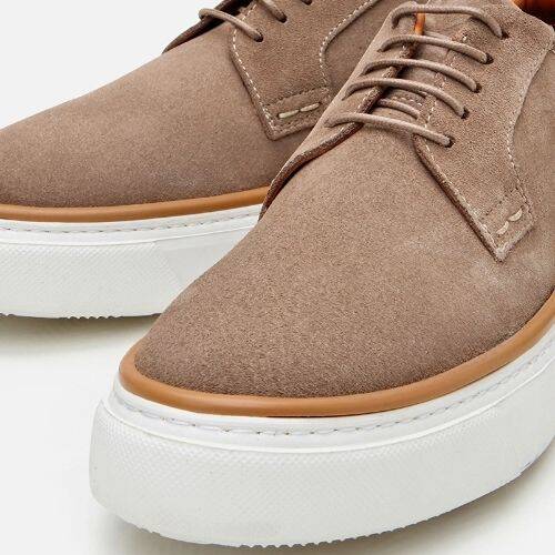 Men's Suede Leather Beige Lightweight Casual Shoes - 3