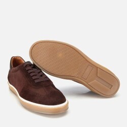 Men's Suede Leather Brown Flat Casual Shoes - 6