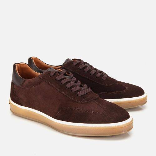 Men's Suede Leather Brown Flat Casual Shoes - 2