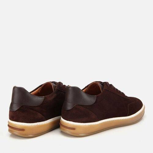 Men's Suede Leather Brown Flat Casual Shoes - 4