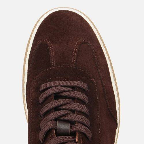 Men's Suede Leather Brown Flat Casual Shoes - 5