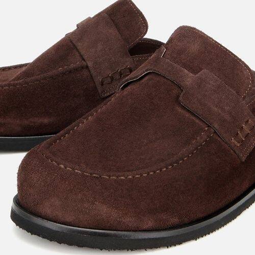 Men's Suede Leather Brown Flat Slippers - 3