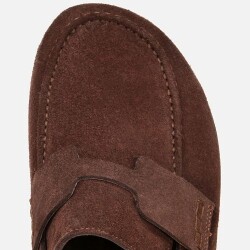 Men's Suede Leather Brown Flat Slippers - 5